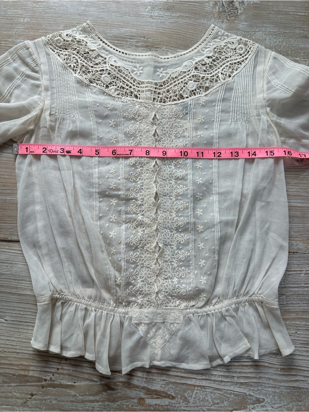 Pins and Needles Vintage-Inspired White Lace Women's Prairie Blouse Ivory XS - Picture 9 of 10